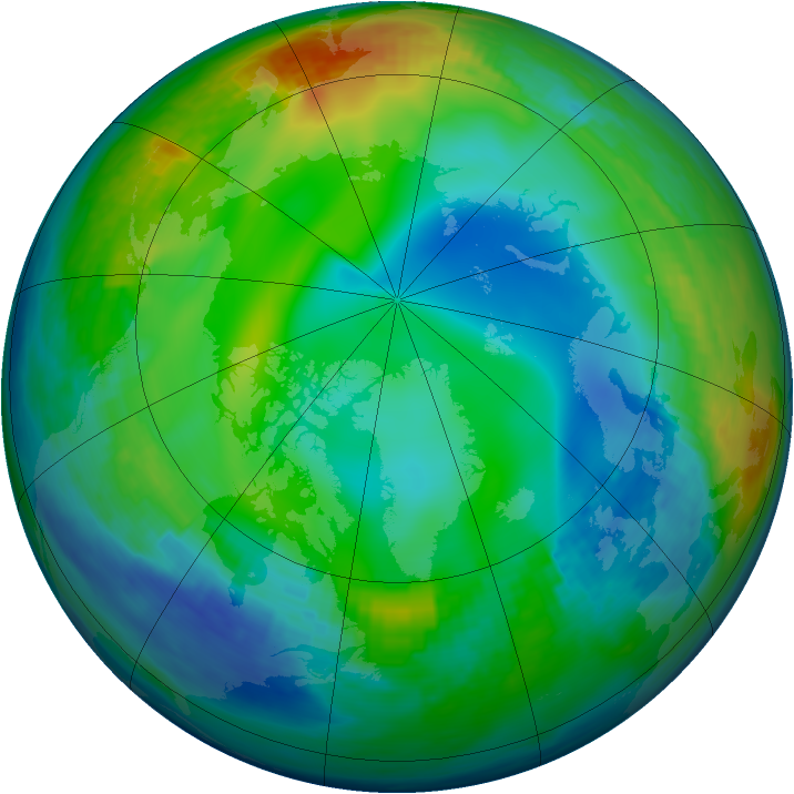 Arctic ozone map for 08 December 1991